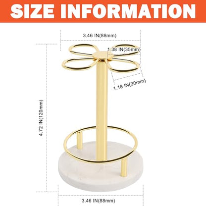 Toothbrush Holder Stand for Bathroom, Metal Toothbrush Organizer with Marble Base, Toothbrush Storage Collection for Family, Suitable for Home Hotel Countertop Vanity (Small, Gold)