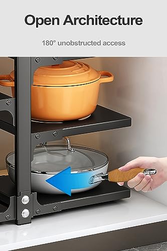 Pots and Pans Organizer for Cabinet, Heavy Duty Po... (Black | Stainless Steel)