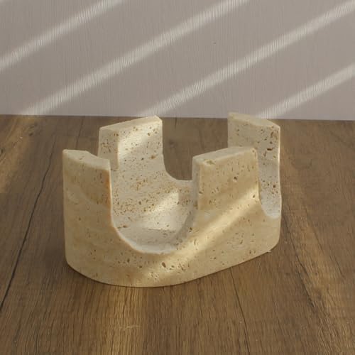 Natural Travertine Marble 2-Slot Sponge Holder for Kitchen Counter, 2-in-1 Stone Drying Rack, Sponge Caddy for Sink Organizer - Beige Travertine