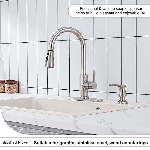 Kitchen Sink Soap Dispenser Brushed Nickel, G0086BN-G | Under Sink Soap Dispenser with 40" Silicone Extension Tube, Say Goodbye to Frequent Refills