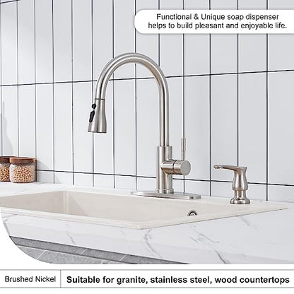 Kitchen Sink Soap Dispenser Brushed Nickel, G0086BN-G | Under Sink Soap Dispenser with 40" Silicone Extension Tube, Say Goodbye to Frequent Refills