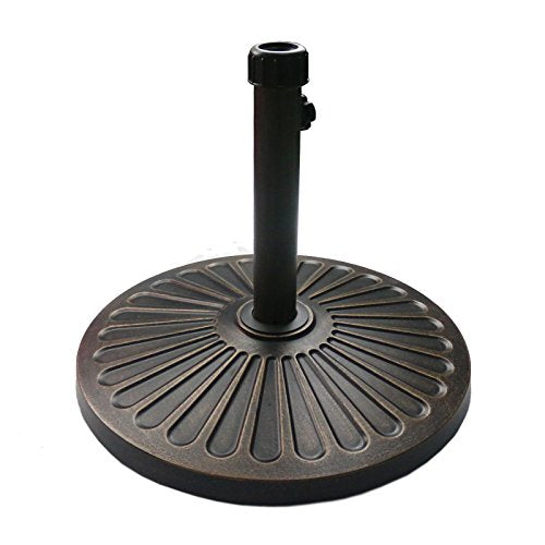 Sunnyglade 18" 30.2-lb Heavy Duty Round Patio Umbrella Base Antiqued Bronze | 30.2-Lb Resin Umbrella Base Keeps Patio Umbrellas Steady with An Elegant Bronze Finish, and 1.38"-1.8" Pole Fit