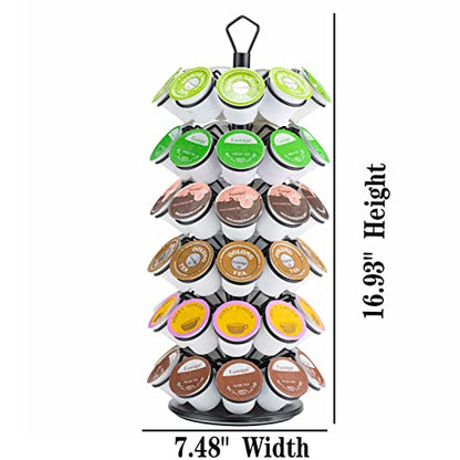 K Cup Storage, Coffee Capsules Pod Holder, 6 Tiers, 54 pods | K Cup Organizer, Spins 360-Degrees, Save Counter Space,Big Capacity for Home, Office