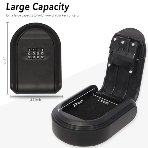 Magnetic Key Box for Under Car, Hide a Key Outside with Combination Lock Box, Resettable Safe Security Code Lockbox with 5 Strong Magnets, Anti-drop Magnetic Holder Under Car, Truck, Outdoor (1,Black)