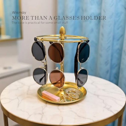 Sunglasses Organizer, Glasses Display Stand for 12 Pairs, Base Storage for Jewelry (Metal+Gold)