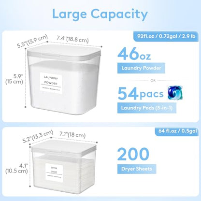 Lifewit Laundry Pods Container with Pop-up Lid, 0.72+0.5 gal, 3 Pcs | Coffee Pod, K-Cup Storage, Laundry Room Organization, Dryer Sheet Holder for Washing Powder Detergent