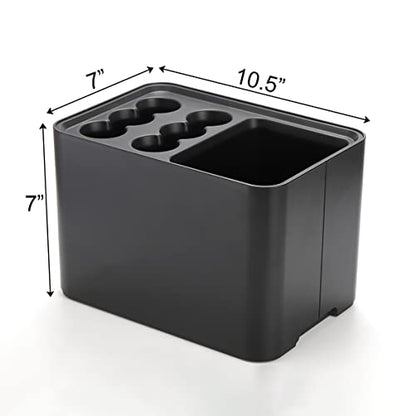 Elsjoy Black Umbrella Stand, Entryway Umbrella Organizer, Compact and Efficient with Removable Drip Tray, Holds 10 Umbrellas