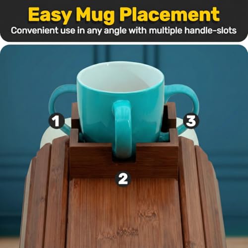 Bamboo Couch Cup Holder, Foldable Couch Armrest Table, Non-Slip Couch & Sofa Arm Tray for Drinks & Snacks - Brown