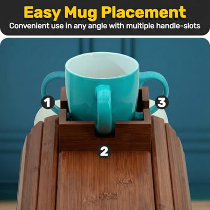 Bamboo Couch Cup Holder, Foldable Couch Armrest Table, Non-Slip Couch & Sofa Arm Tray for Drinks & Snacks - Brown