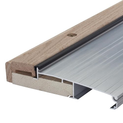 MD Building Adjustable Aluminum & Hardwood Threshold, Silver, 36in