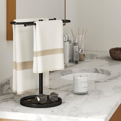 Hand Towel Holder Stand for Bathroom Countertop,S-Shape Bar,Black | Stainless Steel Hand Towel Racks Standing Holds 2 Towels for Kitchen