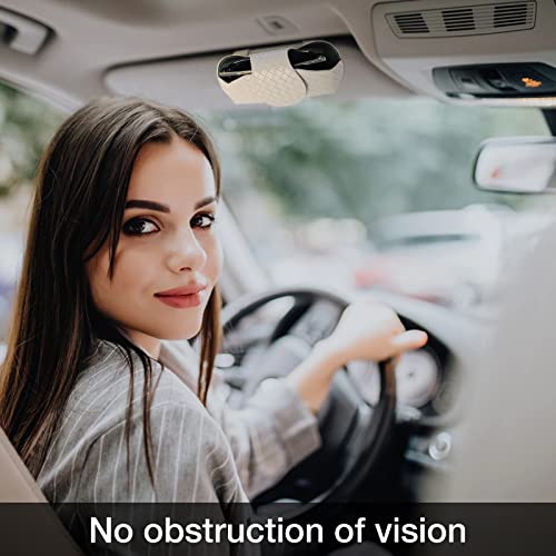 KINIVA Sunglasses Holder for Car Visor Leather Glasses Case with Clips for Car Visor Automotive Interior Visor Accessories Apply to All Car Models (09 Beige)