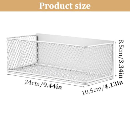 Magnetic Washer Shelf Organizer, White Magnetic Wire Basket with Strong Magnets, Metal Storage Shelf for Refrigerator, Washing Machine, Dryer, Kitchen and Laundry Room