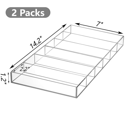 SOUJOY 2 Pack Acrylic Sunglasses Organizer, 6 Slot Clear Eyeglasses Storage Case, Eyewear Display Tray for Sunglasses, Fashion Eye Wear, Protective Glasses
