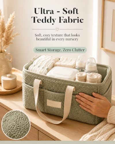 Baby Diaper Caddy Organizer with Portable Changing...