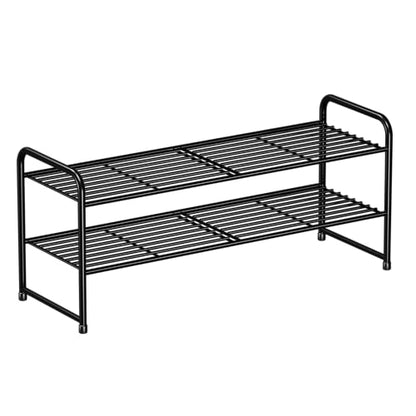 SUFAUY 2-Tier 33" Wide Shoe Rack, Closet Metal Shoe Rack Organizer Heavy Duty, Stackable, Black