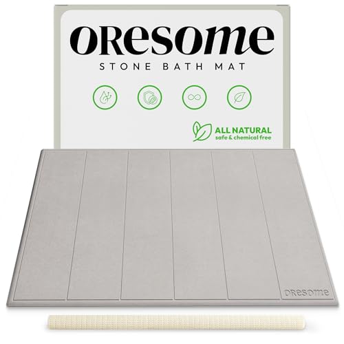 Stone Bath Mat for Bathroom, Diatomaceous Earth Ba... (Light Grey | Diatomite)