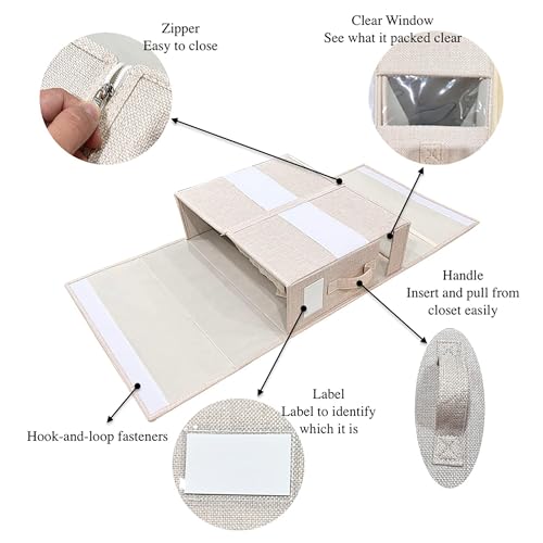 Linen Closet Organizer with Visible Window - Sheet, Blanket, Duvet & Pillowcase Folding Storage (Gray)