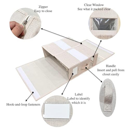 Linen Closet Organizer with Visible Window - Sheet, Blanket, Duvet & Pillowcase Folding Storage (Gray)