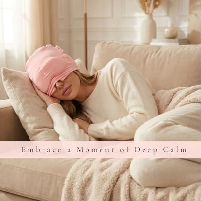 SD Luxe Cooling & Warming Migraine & Headache Gel Cap – Blush | 360° Gel‑Filled Head Wrap with Built‑in Eye Mask | Buttery-Soft, Breathable Fabric | Premium Gift Box + Storage Bag