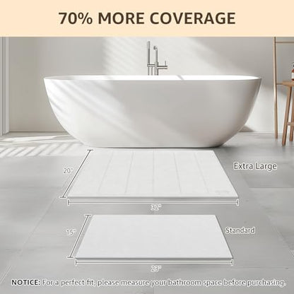 Yolife 32"x 20" Stone Bath Mat Large, Diatomaceous Earth Bath Mat for Bathroom, Super Absorbent Quick Drying Stone Shower Mat, Non-Slip Natural Diatomite Bathroom Floor Mat, Easy to Clean (White Grey)