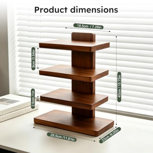 Wooden Eyeglass Organizer, 4-Tier Sunglasses Display Stand for Men | Desktop Glasses Holder with Storage Base, Modern Eyewear Organizer for Dresser, Nightstand & Office