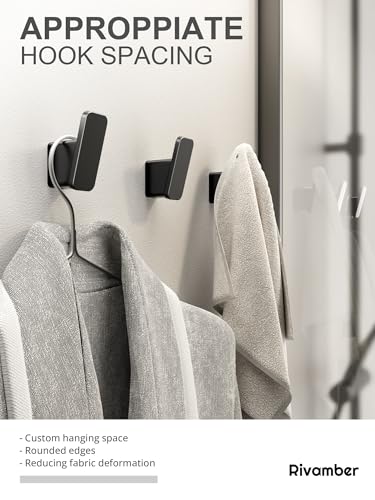 4-Pack Matte Black Towel Hook for Bathroom, Robe Coat Hook, Heavy Duty Wall Hooks for Hanging Bag Hat Mudroom Bedroom Shower Closet, Drill in Hanger Mount with Screw, Holder Back of Door Outdoor