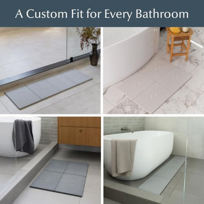 Dorai Home Stone Bath Mat for Bathroom | Quick-Drying Diatomaceous Earth Shower Mat, Non-Slip Natural Stone Modern Bathroom Rugs, Customizable Design | Slate, Large - 32.1" x 22.8" x 0.6"
