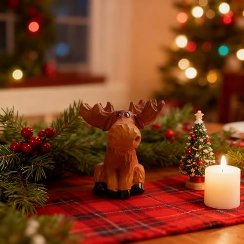 Moose Decor Family Figurine, Moose Eyeglass Holder Stand | Resin Sculptures For Entryway Home Office, Cute Phone Stand For Desk