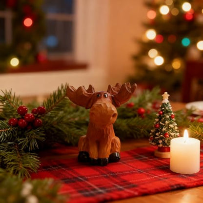 Moose Decor Family Figurine, Moose Eyeglass Holder Stand | Resin Sculptures For Entryway Home Office, Cute Phone Stand For Desk