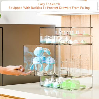 6 Set Clear Baby Bottle Organizer for Countertop,B... (Clear | Acrylic)