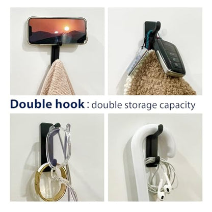 pickpiff 13LB Strong Stick-On Hooks for Coats and Towels, Black 12 Pack