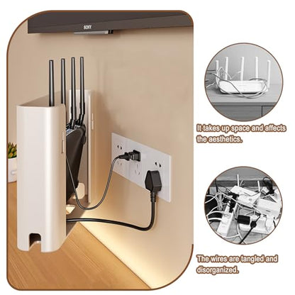 Wall Mounted Metal wall mounts,WiFi Box Hider,White | Wifi router shelf wall mount Suitable for projectors, set-top boxes, routers, gaming devices, etc., (11.8x2.5x7.8in)