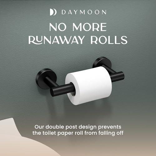 Day Moon™ Matte Black Toilet Paper Holder Wall Mount - Pivoting Modern Roll Holder for Bathroom