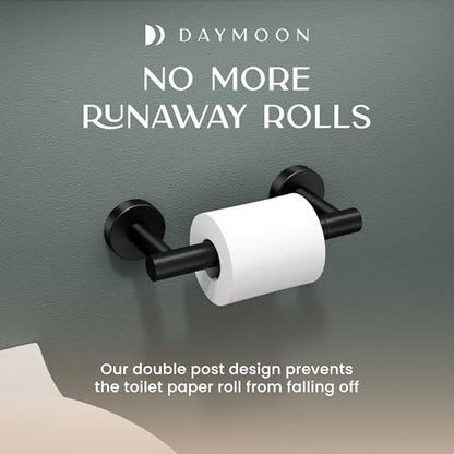 Day Moon™ Matte Black Toilet Paper Holder Wall Mount - Pivoting Modern Roll Holder for Bathroom