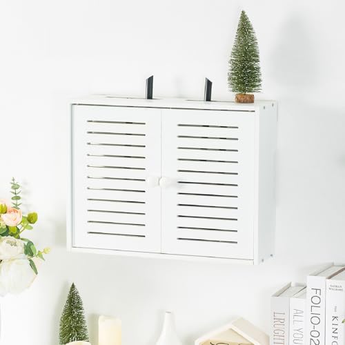 Wifi Storage Box Wall Mount Router Shelf Wooden Wifi Router Box Hider Wall Mount Router Storage Box for Modem Cable