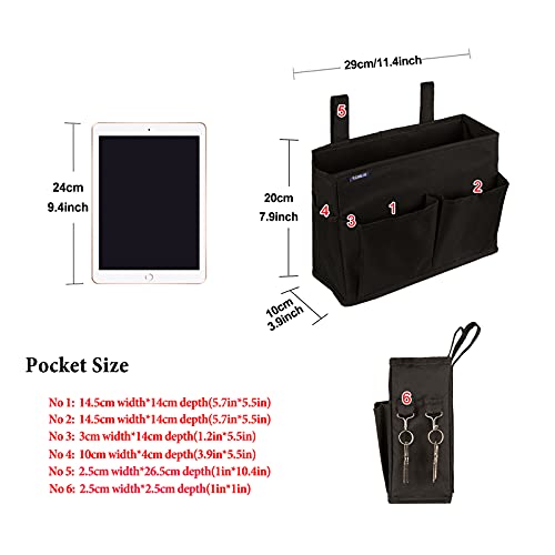 Surblue Caddy Hanging Organizer Bedside Storage Bag for Bunk and Hospital Beds, Black, Small