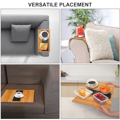 Numola Couch Arm Tray, Sofa Armrest Tray Table, Adjustable and Foldable Couch Arm Table for Snack, Food, Drinks, Phone, Remote(Natural)