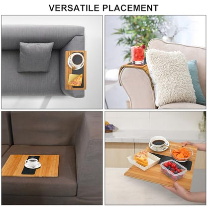 Numola Couch Arm Tray, Sofa Armrest Tray Table, Adjustable and Foldable Couch Arm Table for Snack, Food, Drinks, Phone, Remote(Natural)