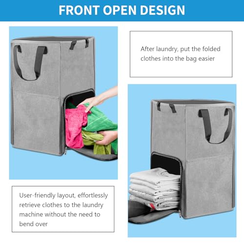Laundry Backpack Bag, Bukere Extra Large 2 in 1 Laundry Hamper Basket for College Students Dorm Essentials, Adjustable Shoulder Straps, Freestanding Laundry Bag