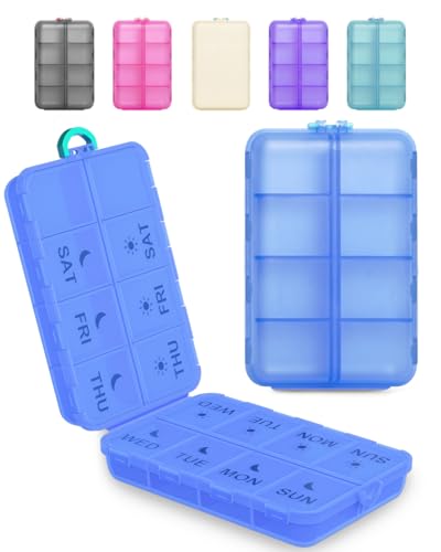 Pill Organizer Travel Medicine Case - Travel Pill Case with Etched Labels, Daily Travel Medicine Case Holder
