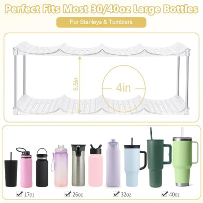 Stackable Water Bottle Organizer for Stanley 40oz Tumblers – Acrylic Water Bottle Holder for Cabinet, Pantry, Large Tumbler Organizer Storage Rack, Stanley Cup Storage, 2 Tier, Holds 8 Bottles
