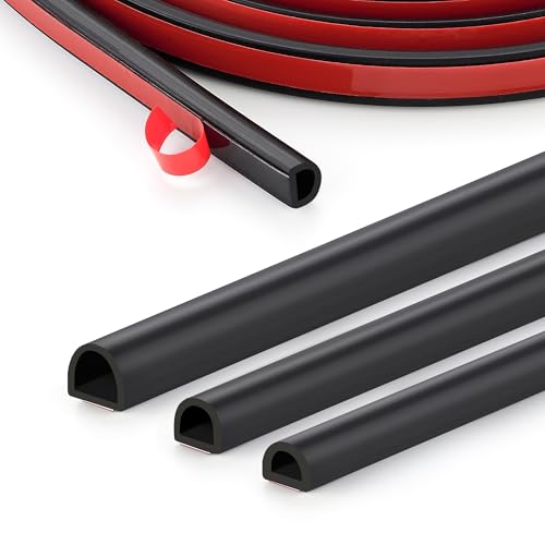 Weather Stripping Door Seal Strip, 23 FT D-Shaped... (Black | Silicone)
