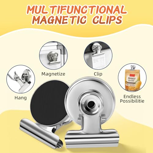 20 Pack Fridge Magnets Refrigerator Magnets, Strong Magnetic Clips Heavy Duty, Magnet Clips for Whiteboard, Magnets for Fridge Locker Office Accessories (Silver)