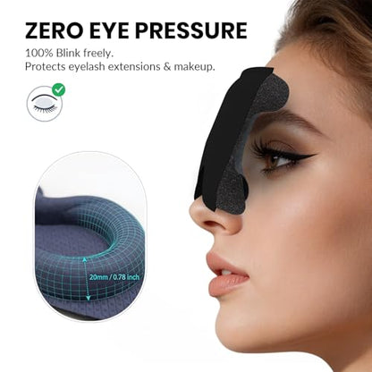 Maximum Blackout Sleep Mask for Deep Sleep, 3D Eye Mask with Spacious Eye Cups, Zero Eye Pressure, Long Eyelash & Lash Extension Friendly, Eye Cover for Travel/Shift Work/Daytime Sleep, Black