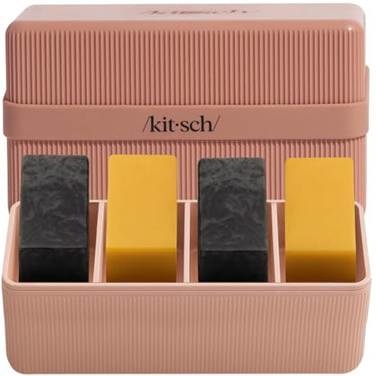 Kitsch 4-Compartment Travel Soap Case – TSA-Approved Bar Soap Holder | Travel Organizer, Bar Soap Case - Lightweight, Durable, Leak-Proof, Made from Recycled Plastic – Terracotta