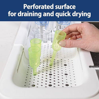 Dr. Brown's Sink Caddy for Baby Bottles and Parts with Two Brush Holders, Over the Sink Kitchen Storage, Drying Rack, and Organizer, BPA-Free