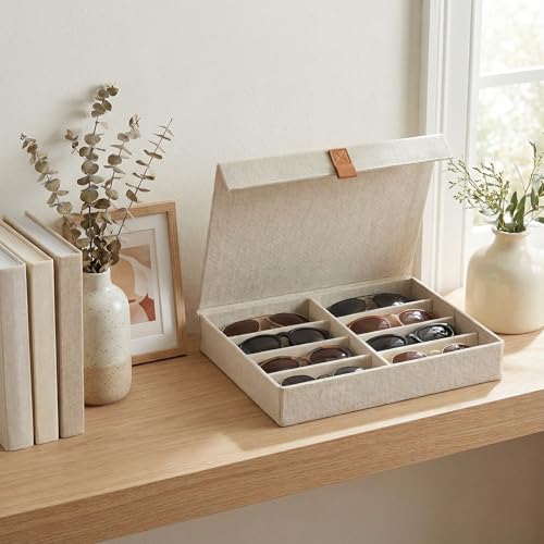 ZICOTO Beautiful Sunglass Storage Organizer For 8 Pairs - Stylish Case/Holder Displays Your Glasses And Protects From Dust