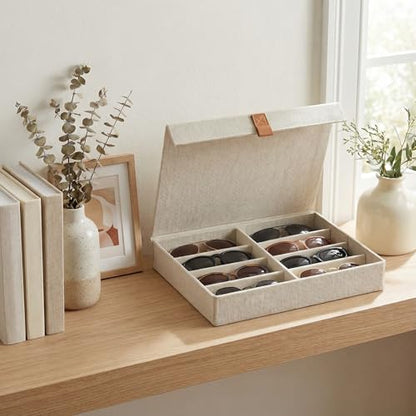 ZICOTO Beautiful Sunglass Storage Organizer For 8 Pairs - Stylish Case/Holder Displays Your Glasses And Protects From Dust