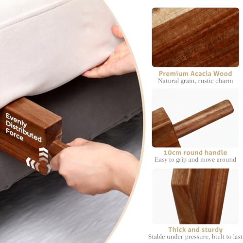 Leinuosen Mattress Lifter & Bed Maker Tool for Changing Sheets, Mattress Wedge Elevator, Bed Sheet Tucking Paddle Effortless Lifting Tuck Sheets Alleviating Back Pain (Acacia Wood,Wood 1)